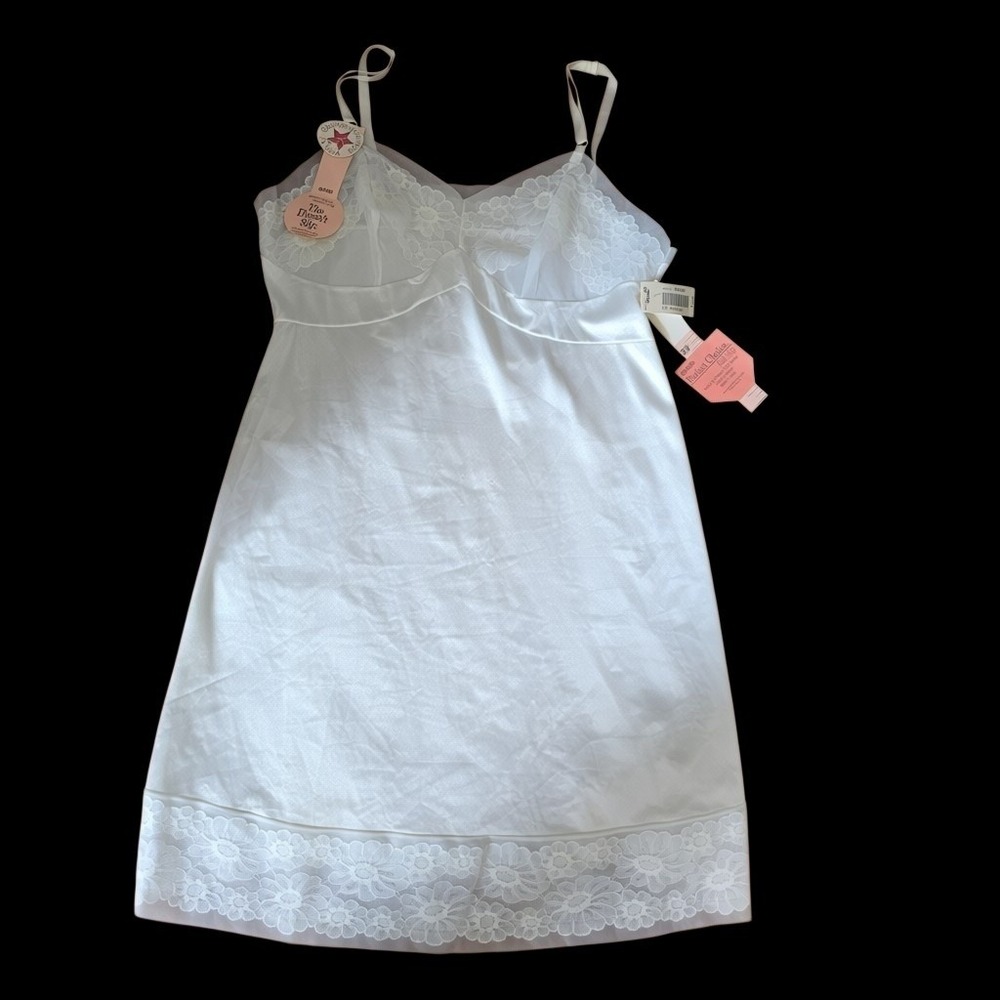 Vintage Sears Perfect Choice White Lace Full Slip Antron III Nylon 40 Short NWT